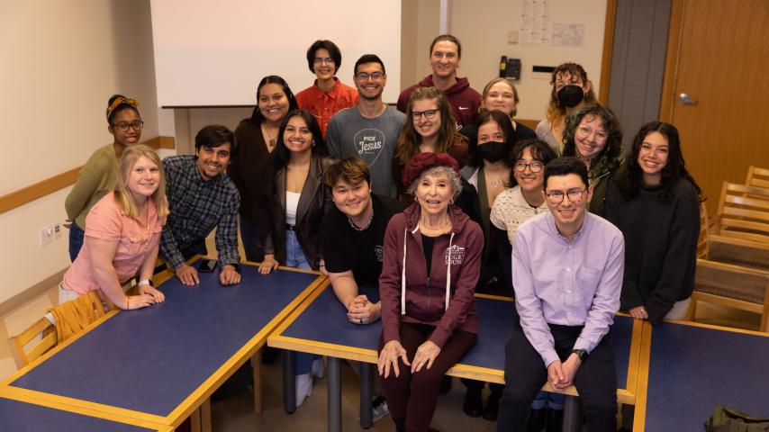 Rita Moreno with students.
