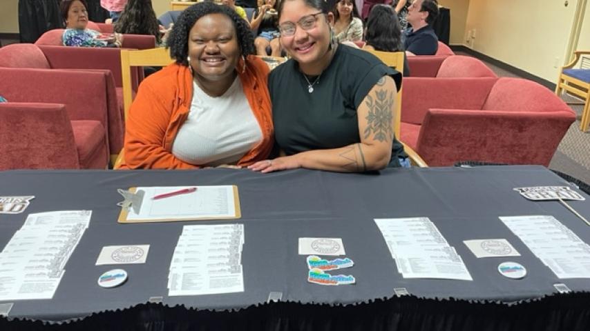 Check in table with Doris Tinsley and Najhan Bell