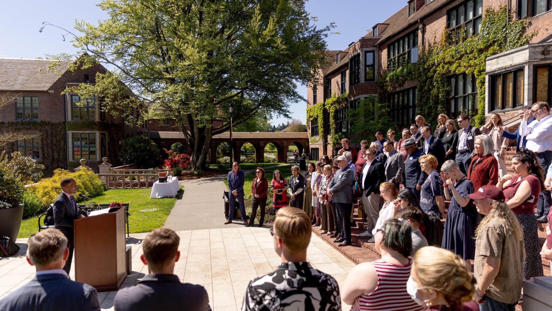 Trustees and campus members celebrate the 100th anniversary of Jones Hall's groundbreaking.