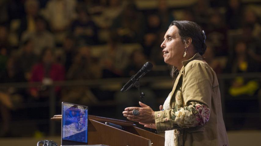 Winona LaDuke speaking during her keynote address at the 2014 RPNC. 