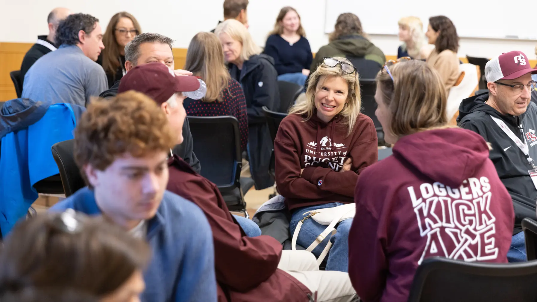 Parents at the faculty led lecture at Homecoming