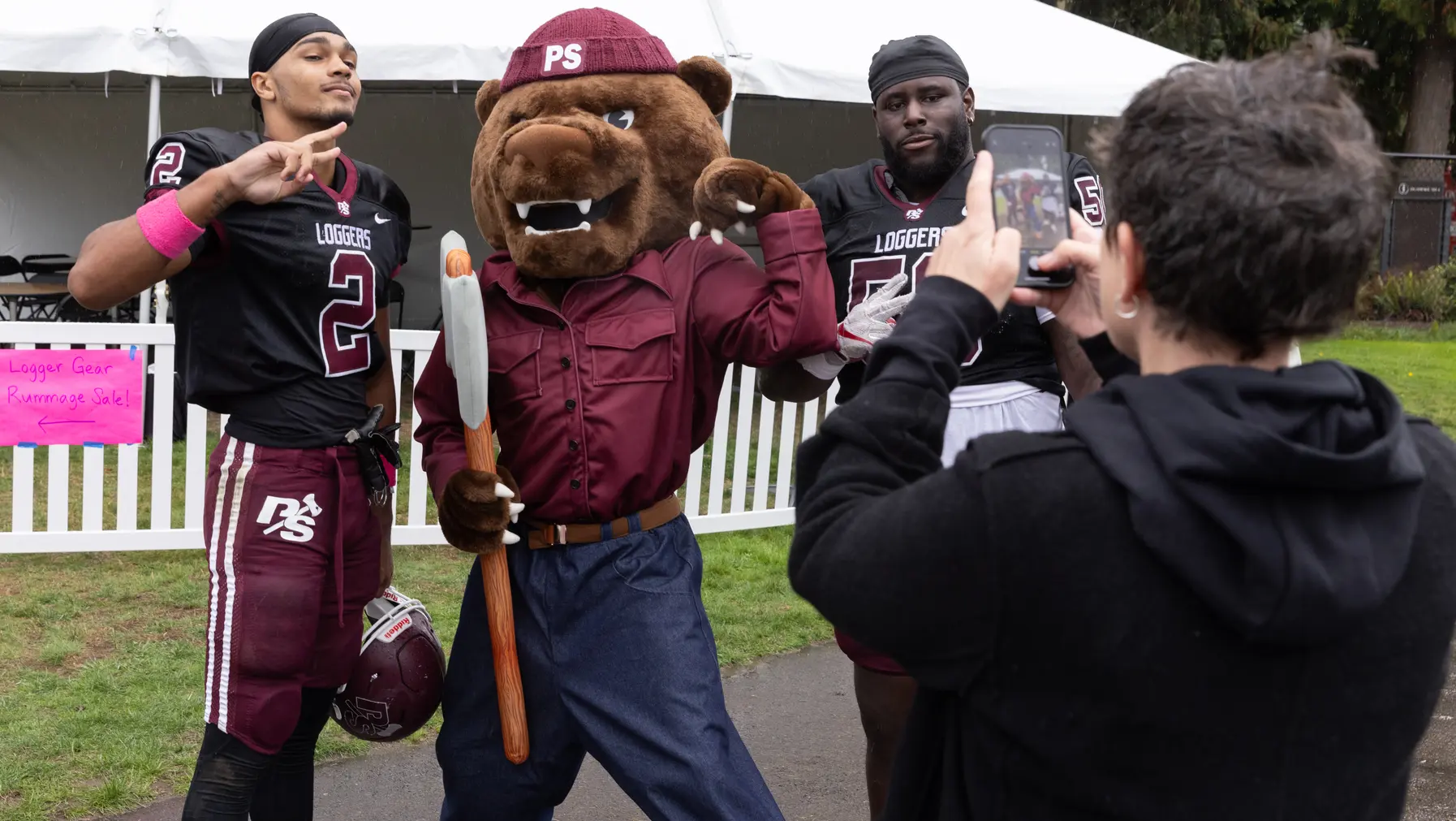 Logger Football Players with Grizz