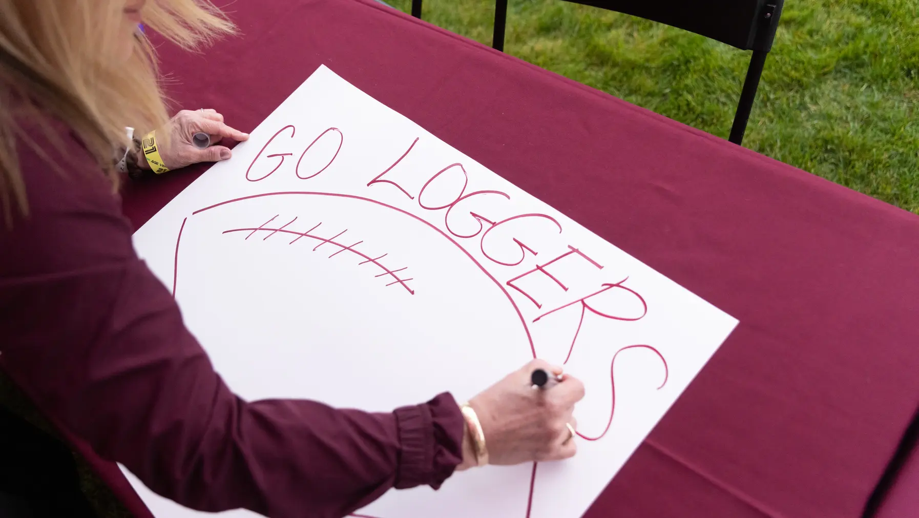 Poster making at the Pre-Game BBQ