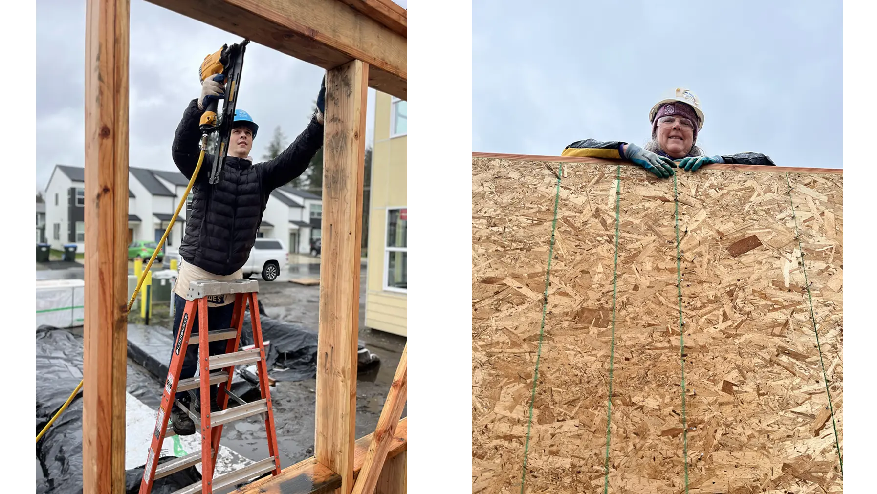 Habitat for Humanity student volunteer building crew