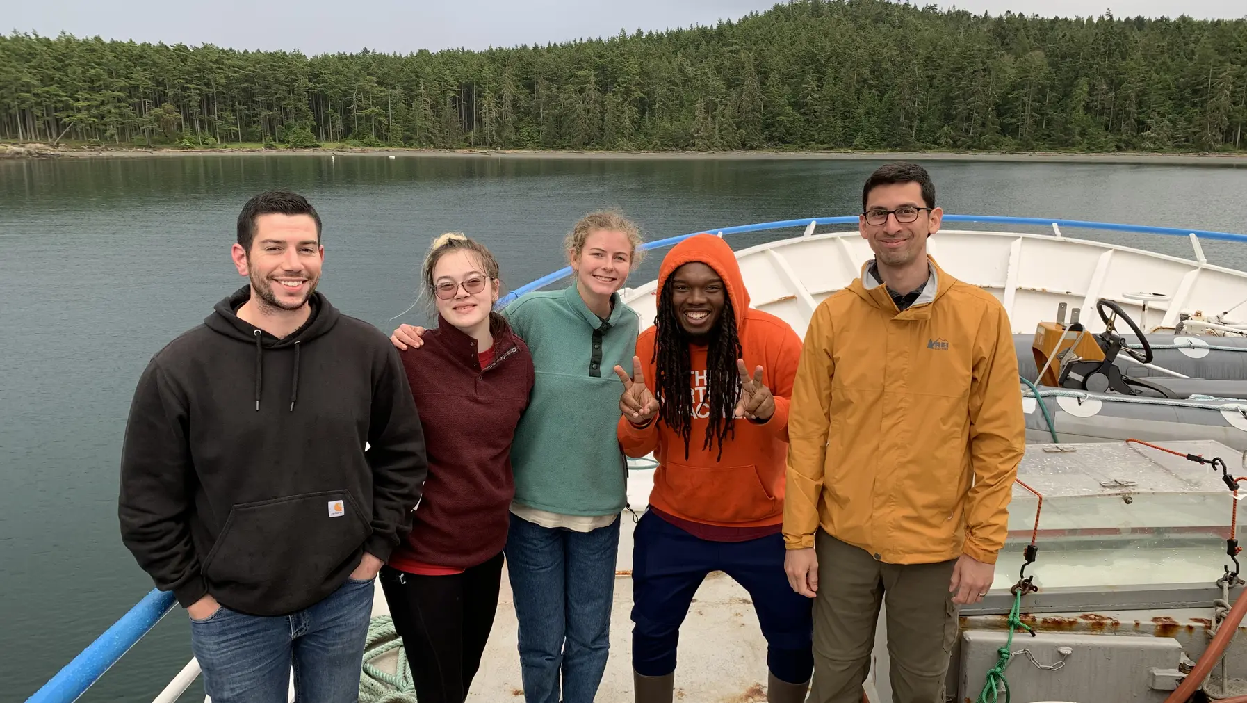 The research team on a research cruise of the San Juan Islands