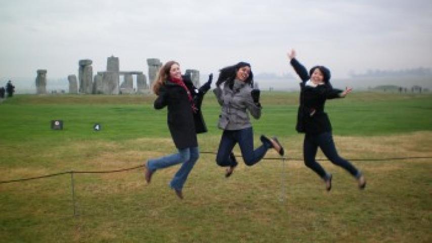 Nani Vishwanath; Stonehenge, England; Jumping in front of Stonehenge; UPS Students Abroad-2.JPG