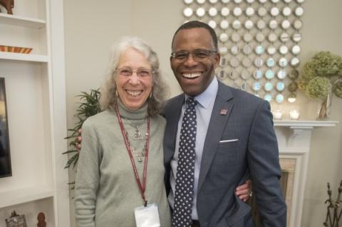Amy D. Carlson '67 with President Crawford