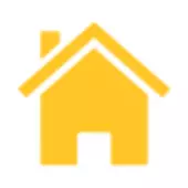 A simple yellow graphic of a house.