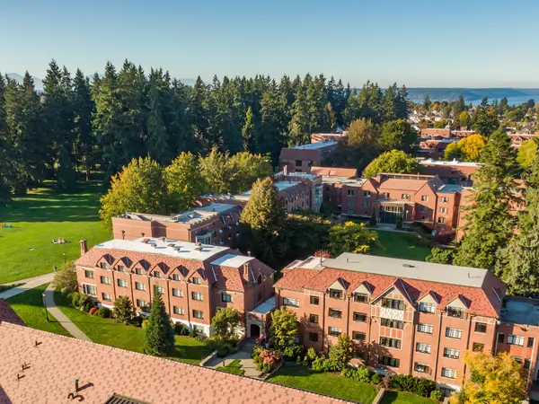 Aerial view of the South Quad res halls