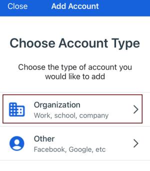 choose organization account type