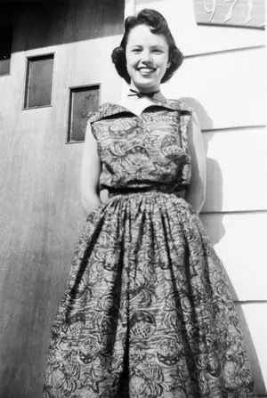 Bennett Bill is wearing an outfit she designed and sewed herself in ninth or 10th grade, about 1952.