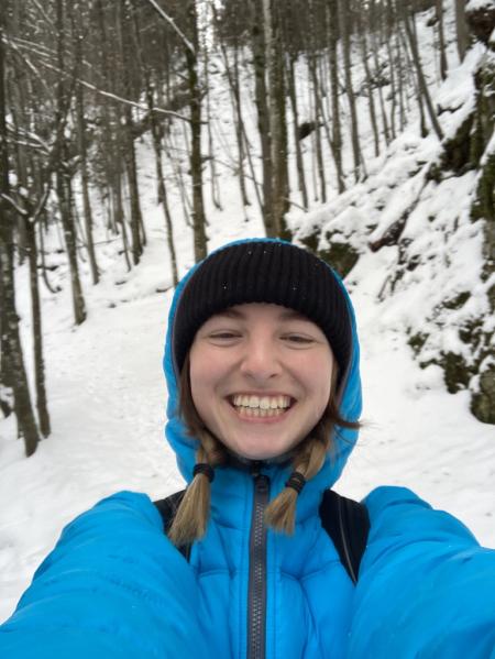 Selfie of Annie Kisska on a snowy day