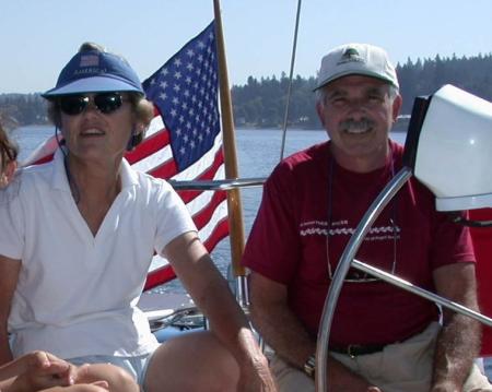 John and Sarah Dickson on their sailboat.