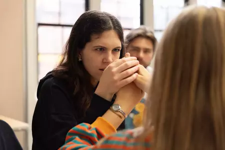 Student inspects a fingerprint