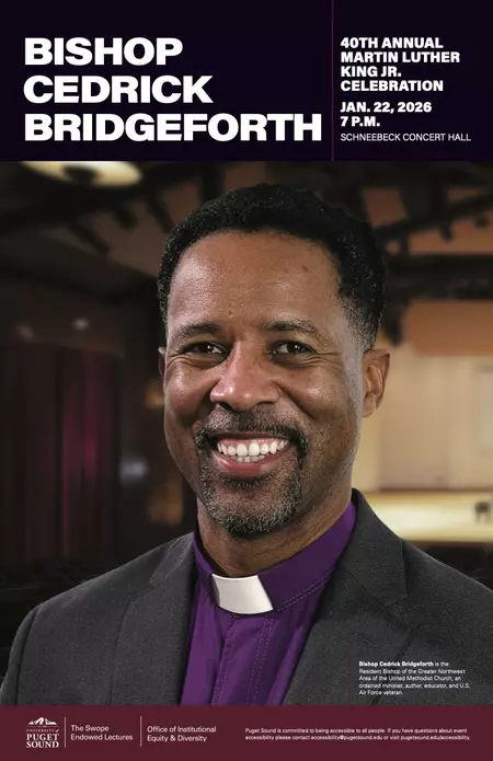 Swope Lecture Poster Featuring Bishop Cedrick Bridgeforth as the keynote speaker.