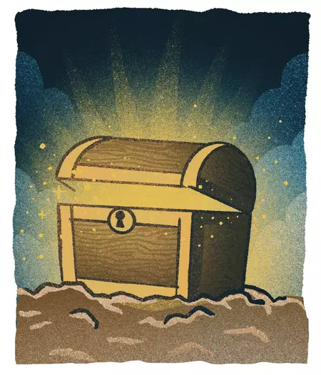 Bringing the Treasure Home. Illustration by Brent Bates.
