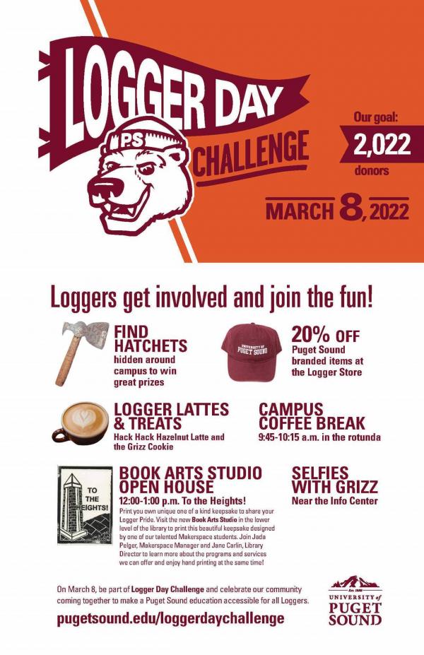 Logger Day Challenge 2022 campus events graphic for President Crawford's message