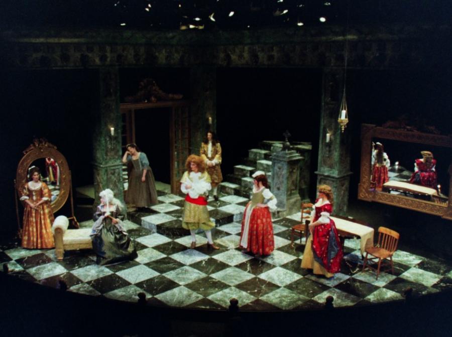 Actors on a checkered stage