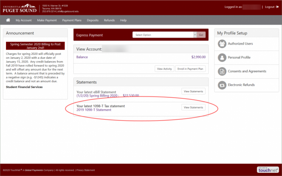 Billing + Payment screen capture showing tax information link