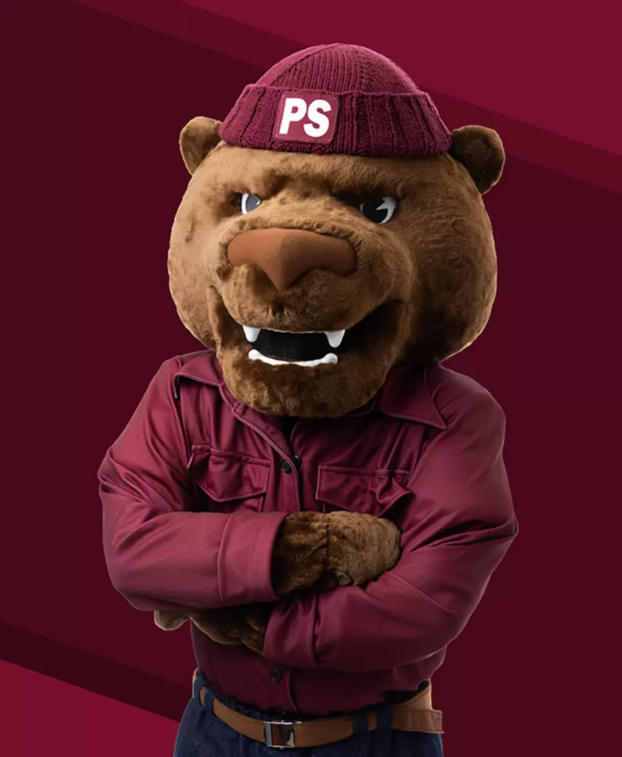 Grizz on maroon background