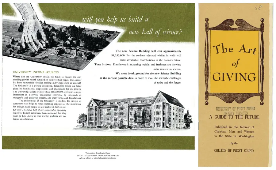Items from the University Archives from past giving efforts
